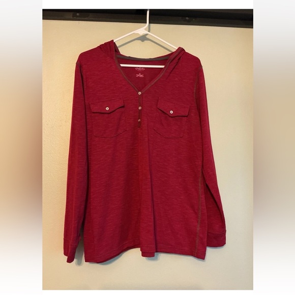 St. John's Bay Tops - St. John's Bay Deep Red V-Neck Hoodie